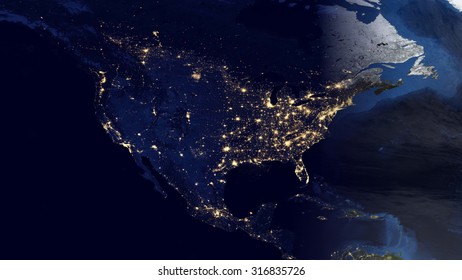 North American Map Space View (Elements Of This Image Furnished By NASA)