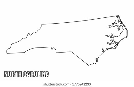 North Carolina State Outline Map Isolated Stock Illustration 1775241233 ...