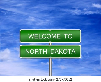 North Dakota welcome US state vacation landscape USA sign travel.