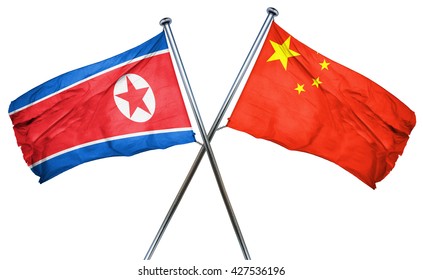 North Korea Flag  Combined With China Flag