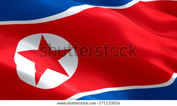 北朝鮮国旗 なびく色とりどりの北朝鮮国旗 のイラスト素材