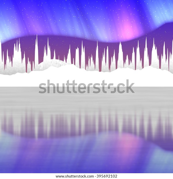 North Pole Aurora Borealis Wallpaper Stock Illustration