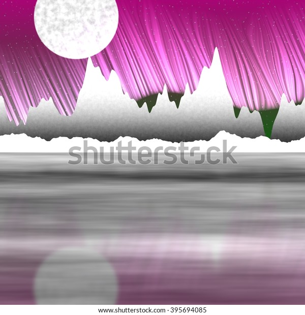 North Pole Aurora Borealis Wallpaper Stock Illustration