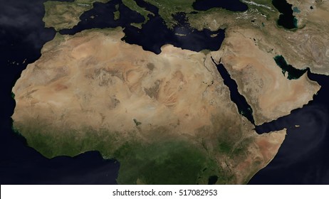 Northern Africa Day Map Space View (Elements of this image furnished by NASA)