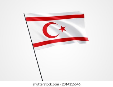 Northern Cyprus flag flying high in the isolated background. November 15 Northern Cyprus independence day. World national flag collection world national flag collection - Powered by Shutterstock