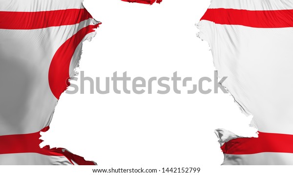 Northern Cyprus flag ripped apart, white\
background, 3d\
rendering