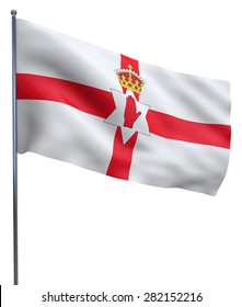 Northern Ireland flag waving image isolated on white. Clipping path included.