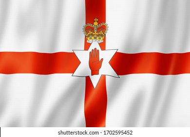 Northern Ireland, Ulster flag, United Kingdom waving banner collection. 3D illustration