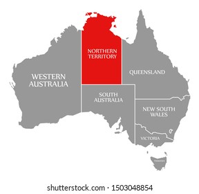 Northern Territory Red Highlighted In Map Of Australia