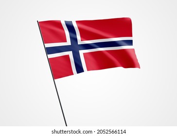 Norway flag flying high in the white isolated background. May 17 Norway independence day World national flag collection. Nation flag 3D illustration - Powered by Shutterstock