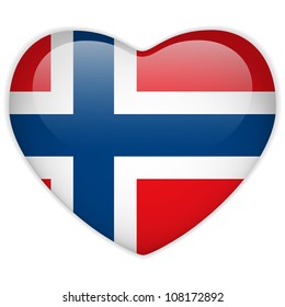 Norway Flag Heart Glossy Button