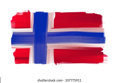 Norway Hand Painted National Flag Isolated On White