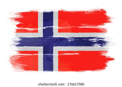 Norwegian Flag Painted On White Paper Stock Illustration 176617580 ...