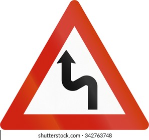 Norwegian Road Warning Sign Double Curve Stock Illustration 342763748 ...