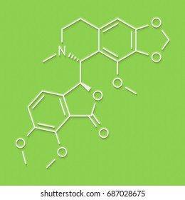 Noscapine Antitussive Drug Molecule.  Skeletal Formula.