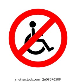Not suitable for wheelchair users vector icon.
Vector Illustration.