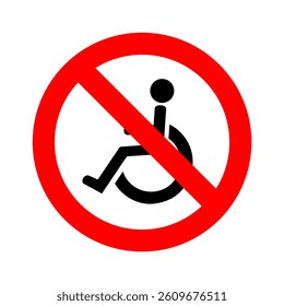 Not suitable for wheelchair users vector icon.
Vector Illustration.