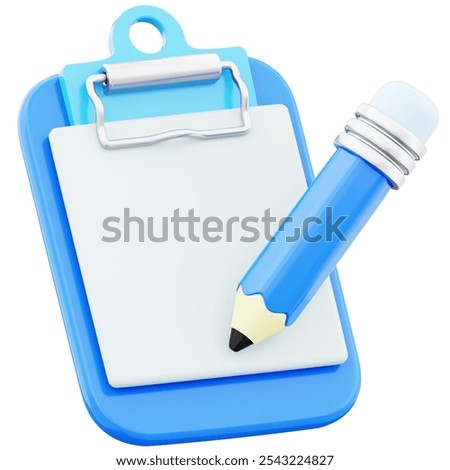 Note icon notepad and pencil 3d illustration on transparent background