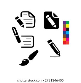 Note icon set illustration including notepad signs and symbols for reminders, writing, tasks and documentation. Ideal for productivity apps, office tools and UI interface design.