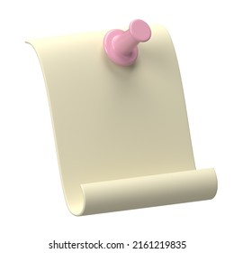 note paper with pin 3d rendering icon illustration cute sense