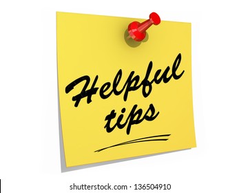 A note pinned to a white background with the text Helpful Tips.