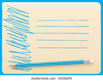 Note template and colored pencil
