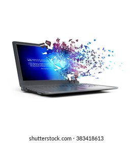 Notebook Broken Virus Attack, Explosion Of Information