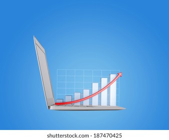 notebook with chart on a white background