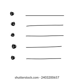 Notebook checklist planner bullet point vector hand drawn scribble sketch schedule task work study planner.. Raster version