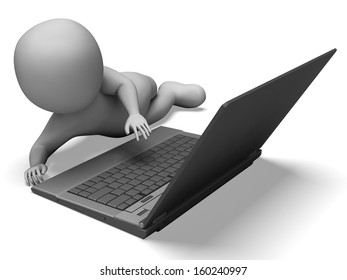 Notebook Computer Shows Browsing And Surfing Web Online