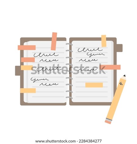 Notebook, diary illustration icon set