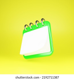 Notebook Icons With Flipping Pages And Rings Isolated On White Background. Render Of Daily Schedule Planner. Calendar Events Plan, Work Planning Concept. 3d Rendering, Illustration