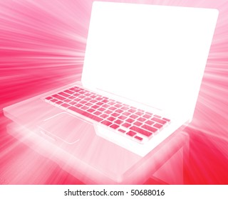 Notebook laptop computer illustration glowing bright modern technology