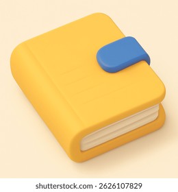 Notebook Ledger 3D Icon sets, clean ledger book with a secure strap and subtle page lines. The form is soft and organized, designed to represent digital record-keeping in a modern visual language.