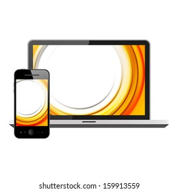 Notebook and mobile phone