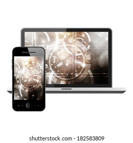 Notebook and mobile phone