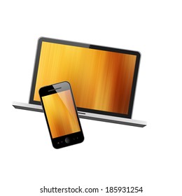 Notebook and mobile phone