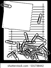 Notebook and paper clips
