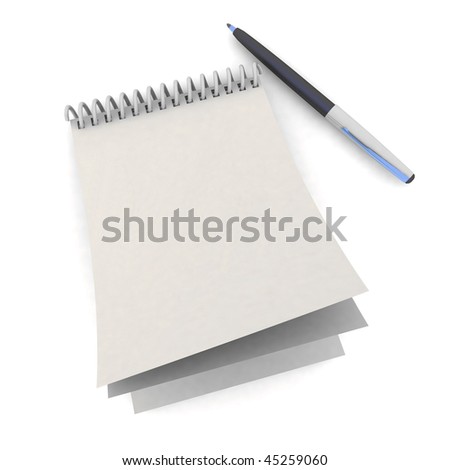 Notebook and pen on a white background