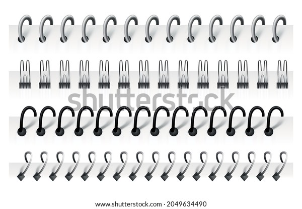Notebook
spirals, wire steel ring bindings and springs for calendar, diary,
notepad, document cover or booklet sheets. Metal stitch isolated on
white background. Can use as page
divider