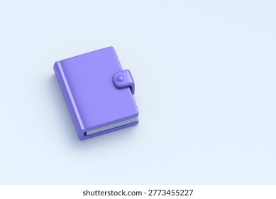 Notepad on light gray background. Paper notebook. Jotter for notes. Stationery for office or school. Copy space. 3d render
