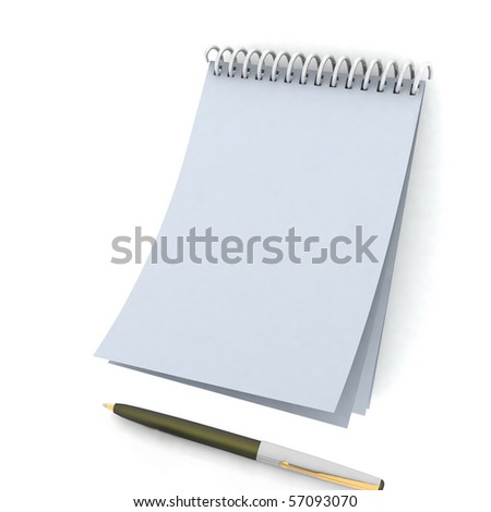 notepad and pen on a white background