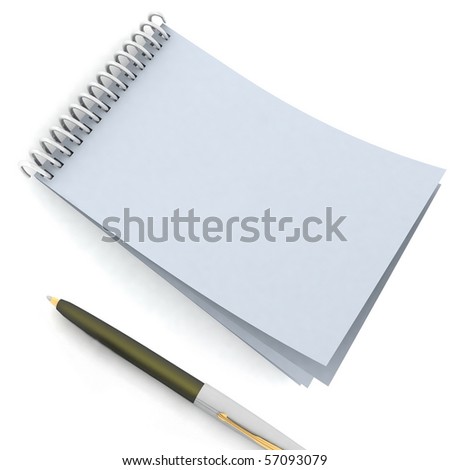 notepad and pen on a white background