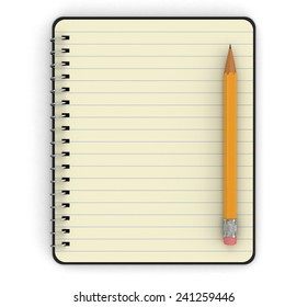 Notepad And Pencil (clipping Path Included)