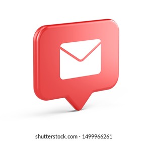 Notification Icon With Mail Symbol. 3d Rendering