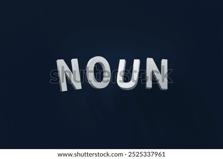 Noun text on dark background, Noun heading text background, Parts of speech English subject.