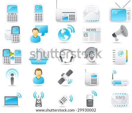 Nouve vector icons. Wireless and communication technology icon graphics