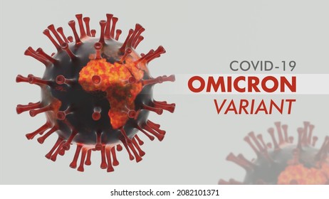 Novel Covid 19 Corona Virus Strain. Omicron Variant 3d Illustration Background Banner.	