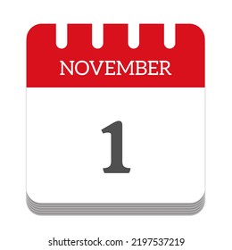 November 1 Calendar Flat Icon