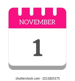 November 1 Calendar Flat Icon